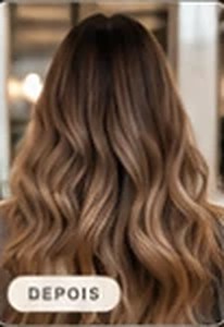 Balayage caramelo ondulado, depois